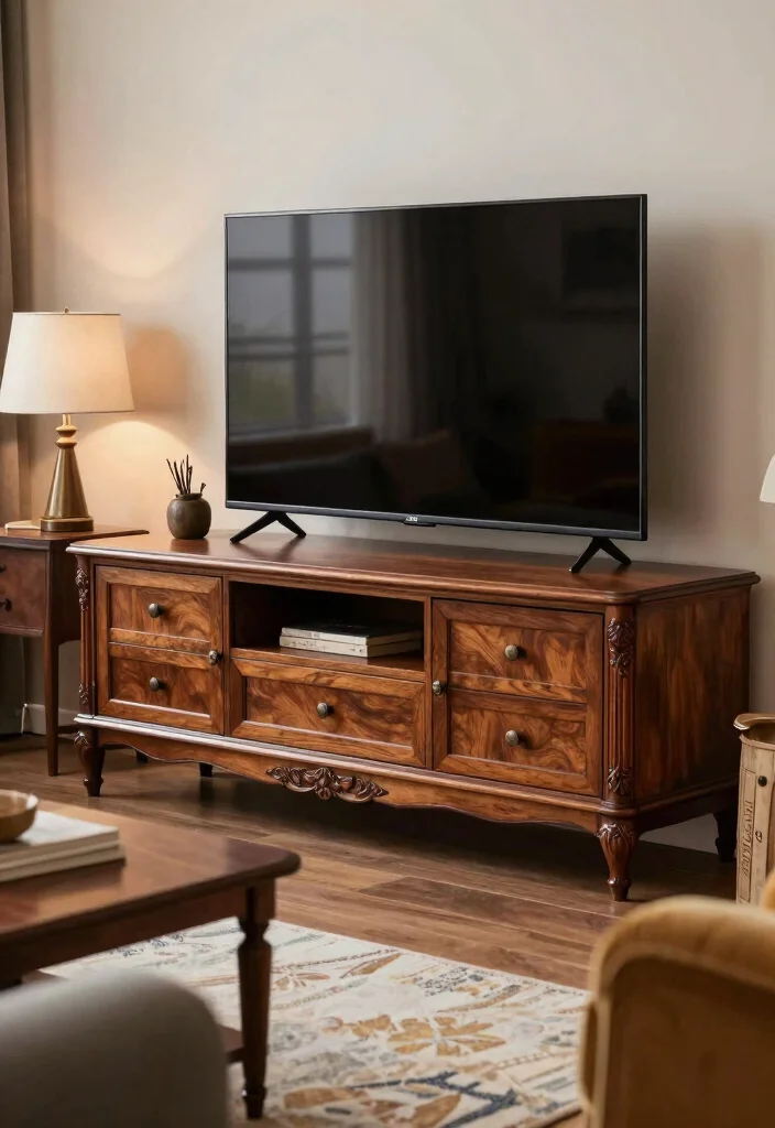 18 Unit TV Modern Ideas That Elevate Your Space - 7. Vintage-Inspired TV Units 1