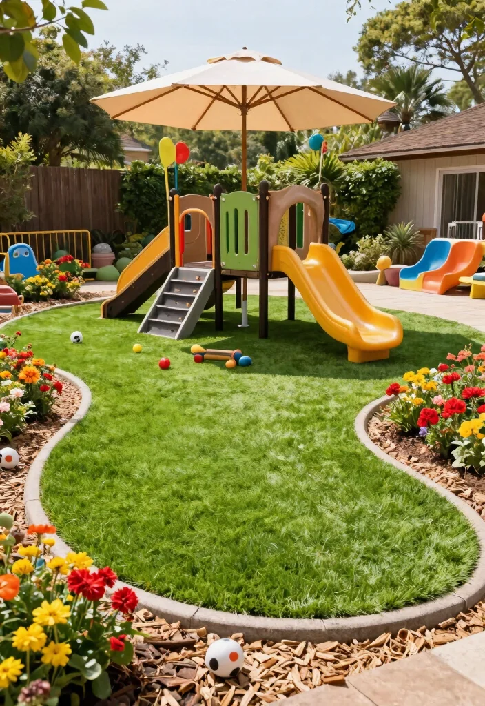 12 Artificial Grass Backyard Ideas That Look Real and Stay Green Year-Round - 1. Eco-Friendly Play Areas 1