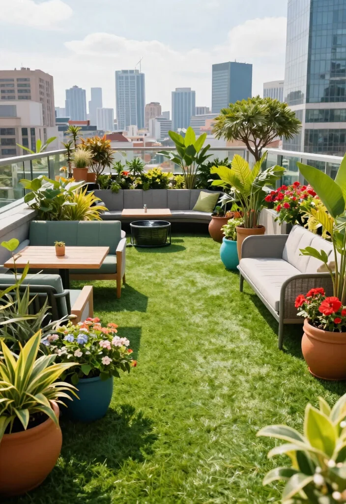 12 Artificial Grass Backyard Ideas That Look Real and Stay Green Year-Round - 12. Vibrant Roof Gardens 1