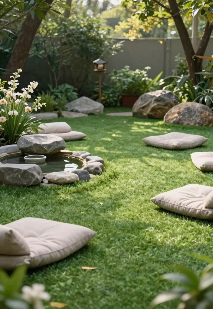 12 Artificial Grass Backyard Ideas That Look Real and Stay Green Year-Round - 2. Serene Meditation Zones 1