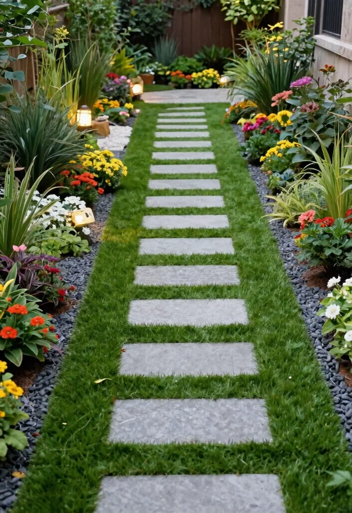 12 Artificial Grass Backyard Ideas That Look Real and Stay Green Year-Round - 3. Stylish Garden Pathways 1