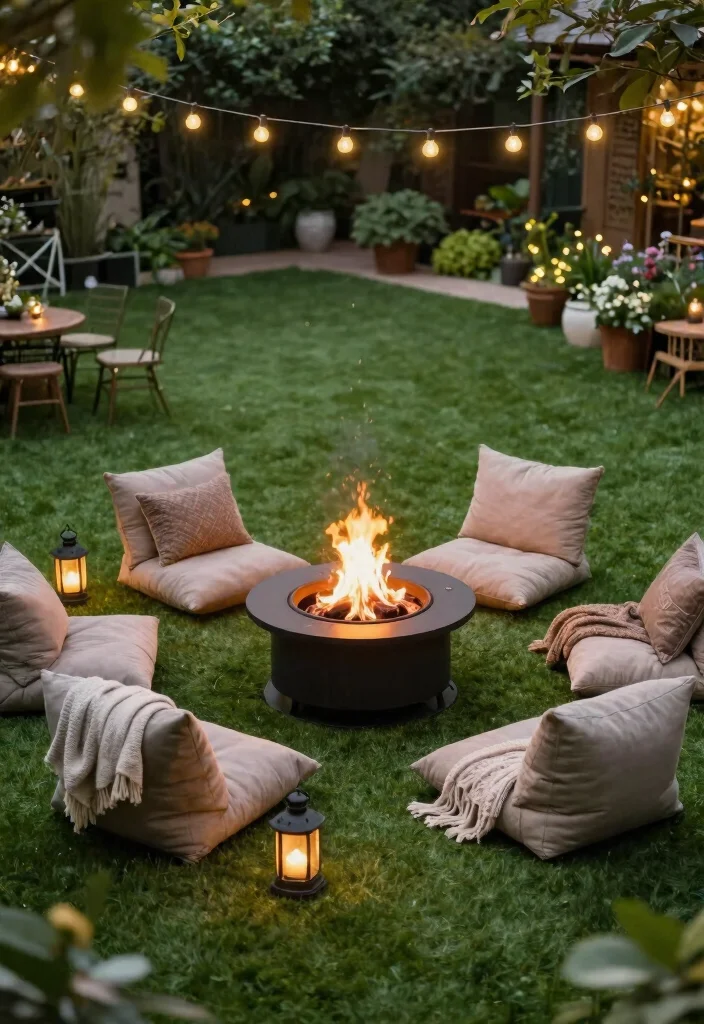12 Artificial Grass Backyard Ideas That Look Real and Stay Green Year-Round - 6. Fire Pit Gatherings 1