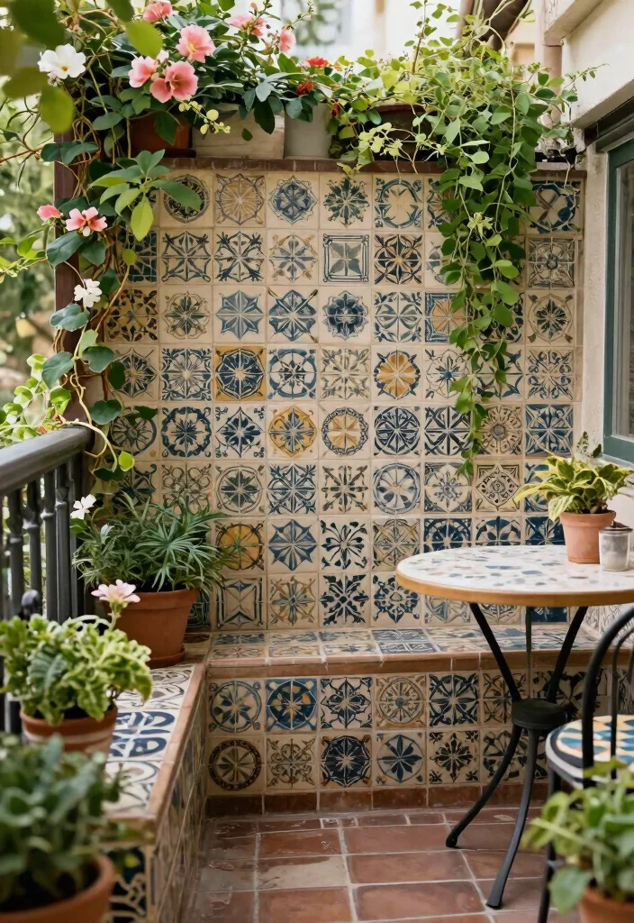 12 Balcony Wall Tiles That Hide Ugly Concrete and Waterproof Walls - 11. Vintage-Inspired Tiles 1