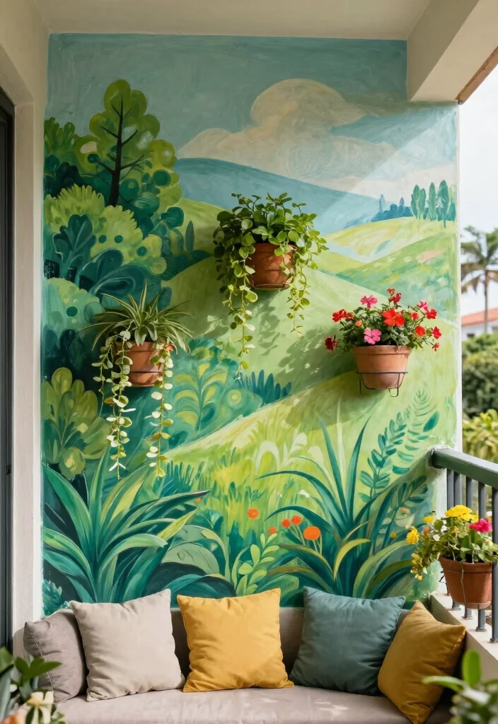 12 Balcony Wall Tiles That Hide Ugly Concrete and Waterproof Walls - 12. Artistic Murals 1