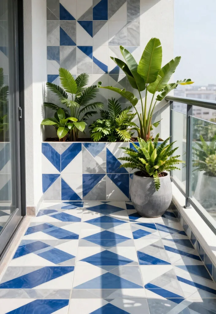12 Balcony Wall Tiles That Hide Ugly Concrete and Waterproof Walls - 3. Bold Geometric Designs 1