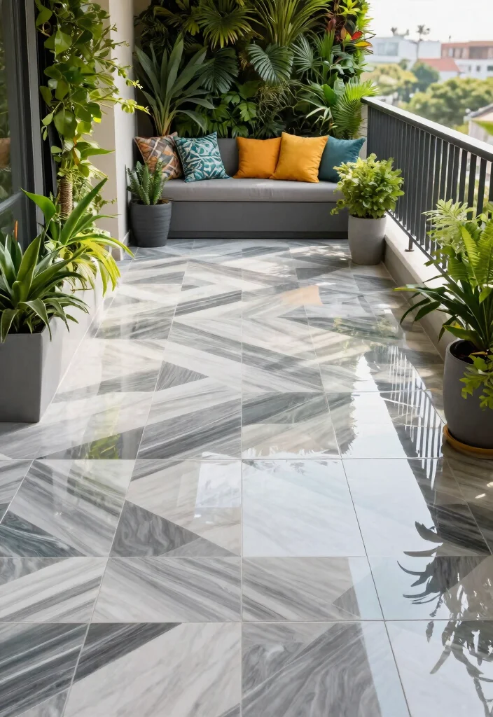 12 Balcony Wall Tiles That Hide Ugly Concrete and Waterproof Walls - 7. Glossy Vinyl Tiles 1