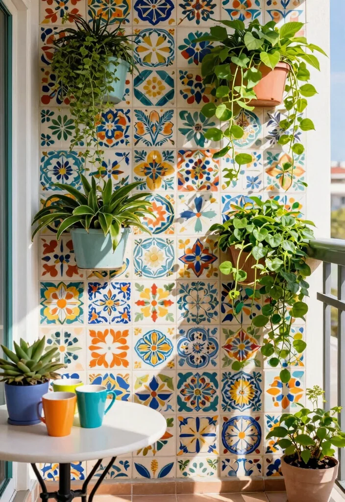 12 Balcony Wall Tiles That Hide Ugly Concrete and Waterproof Walls - 9. Playful Patterned Tiles 1