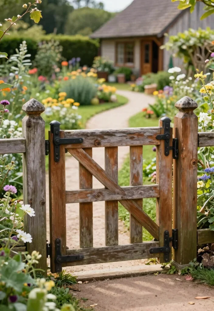12 Farmhouse Gate Entrance Ideas That Boost Curb Appeal - 4. Vintage Sliding Gate 1