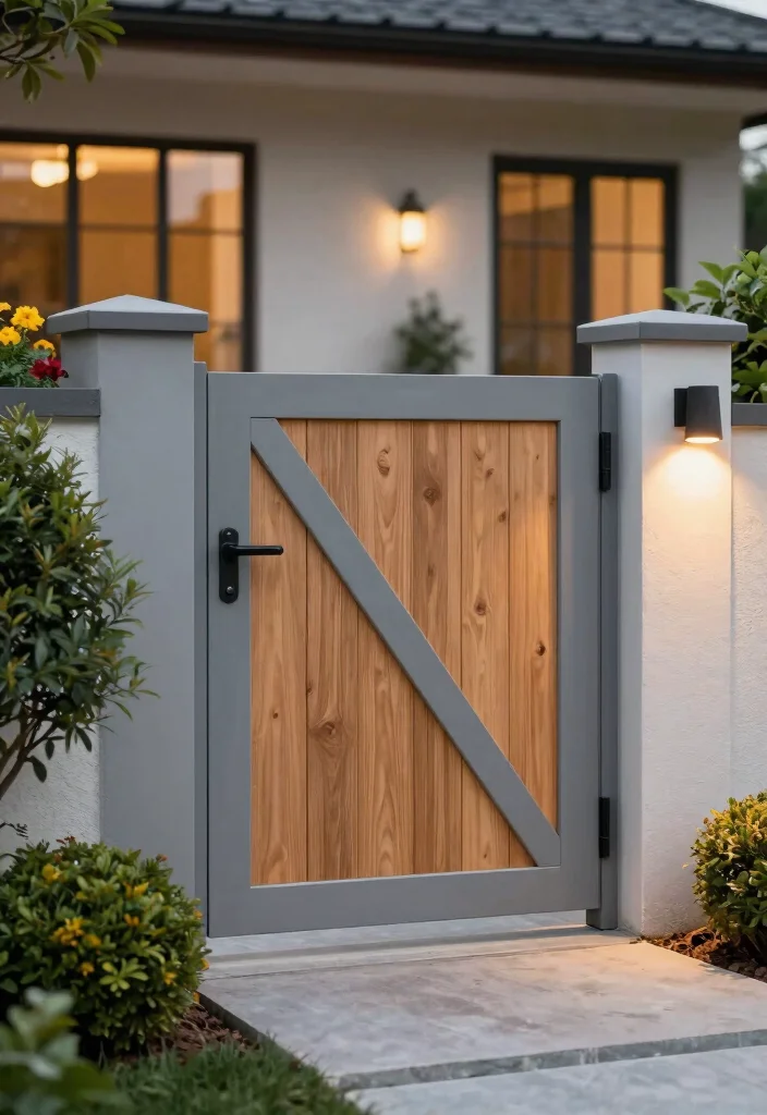 12 Farmhouse Gate Entrance Ideas That Boost Curb Appeal - 5. Contemporary Farmhouse Gate 1
