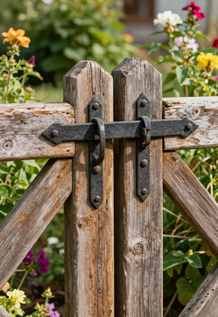 12 Farmhouse Gate Entrance Ideas That Boost Curb Appeal - 8. Gate with Vintage Hardware 1