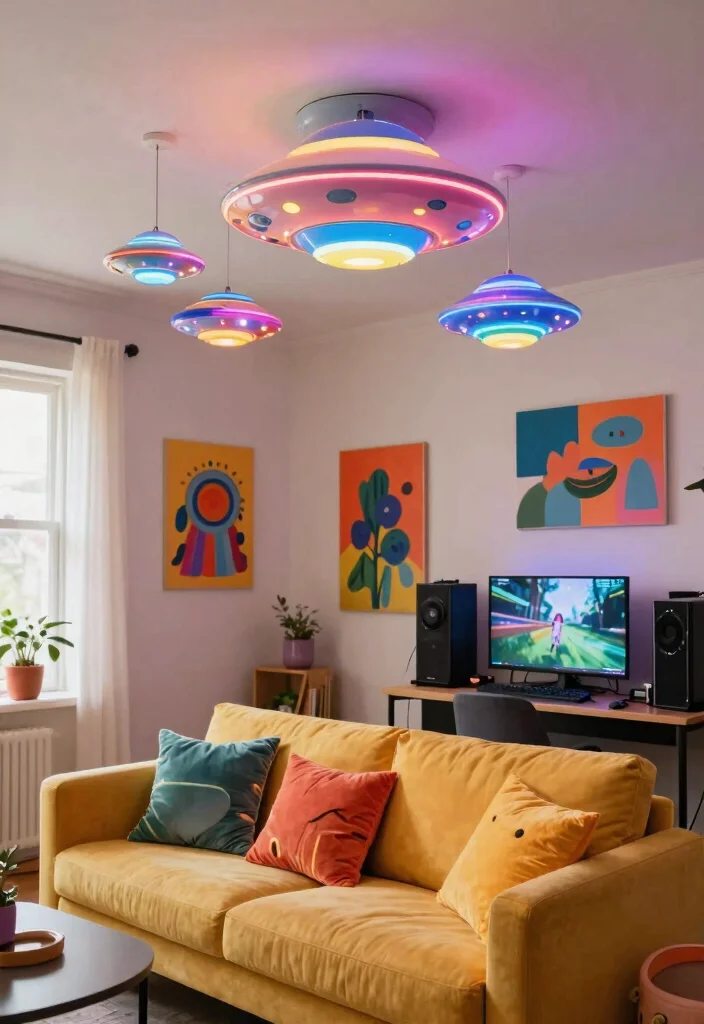 12 Magnetic Lights Ceiling Ideas for Renters Who Can't Drill - 5. Magnetic UFO Lights 1