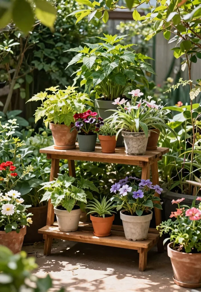 12 Outdoor Plant Shelf Ideas That Handle Wind and Weight - 3. Corner Plant Stands 1