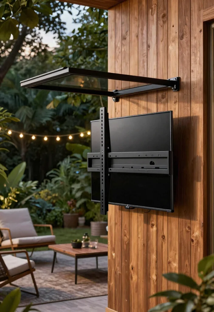 12 Outdoor TV Ideas That Protect Your Screen From Weather - 4. Retractable Outdoor TV Mounts 1