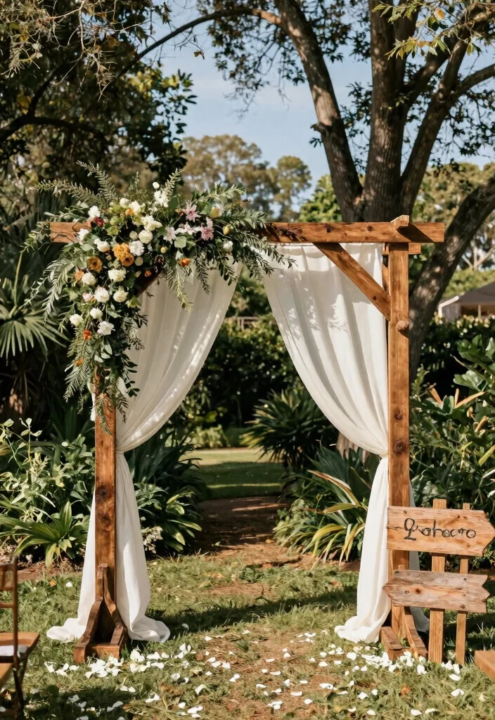 12 Outdoor Wedding Arch Ideas That Stay Up Without Staking - 1. Rustic Wooden Arch 1
