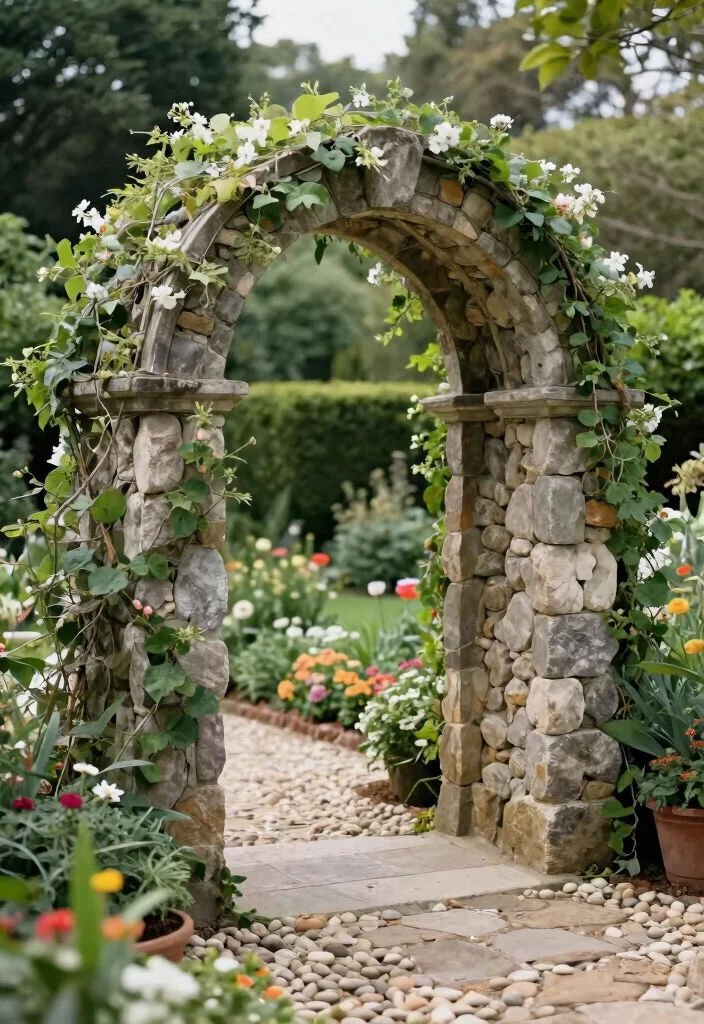 12 Outdoor Wedding Arch Ideas That Stay Up Without Staking - 10. Stone Arch 1