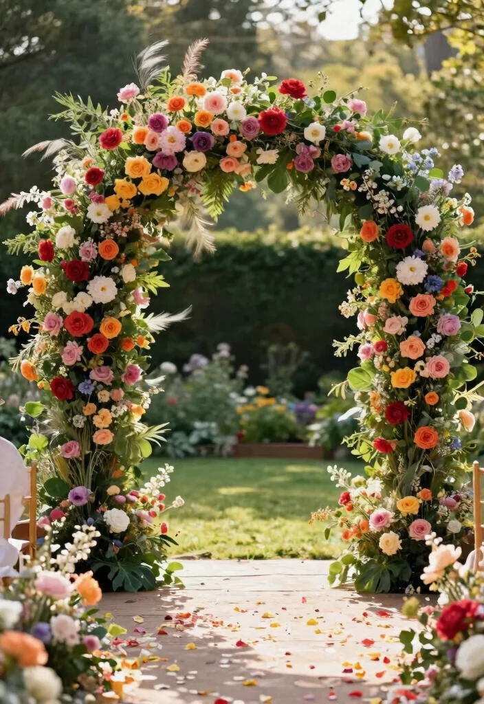 12 Outdoor Wedding Arch Ideas That Stay Up Without Staking - 2. Floral-Heavy Arch 1