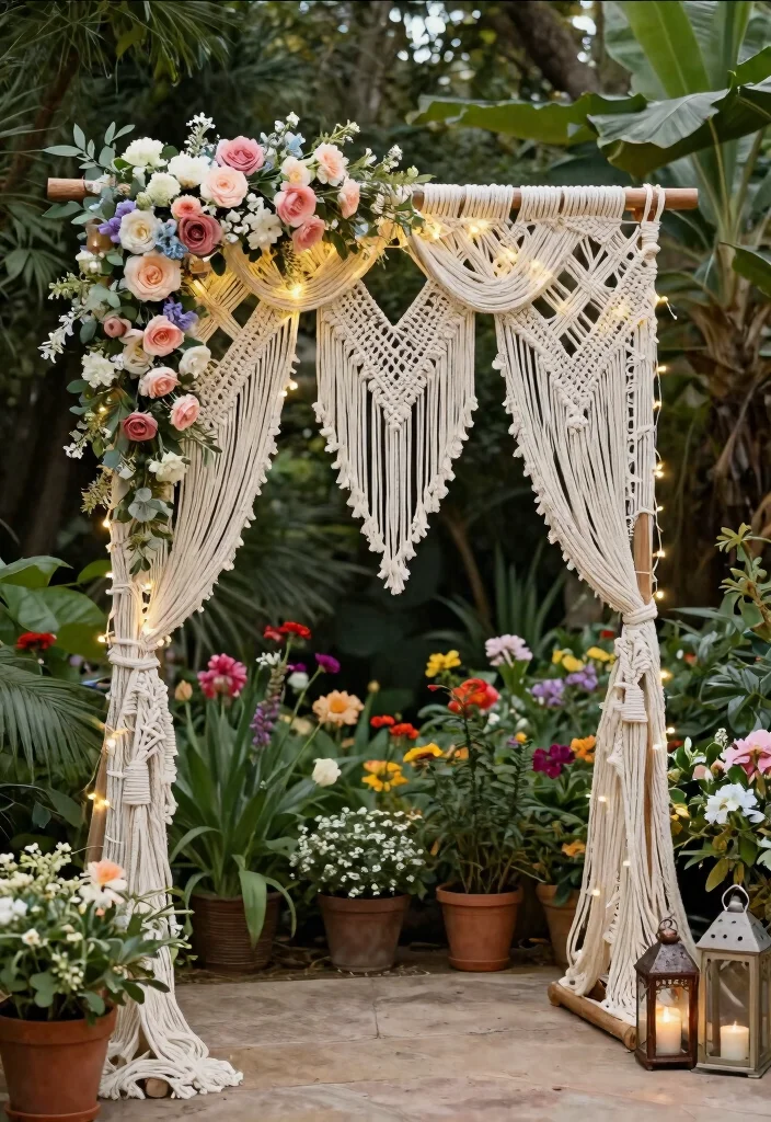 12 Outdoor Wedding Arch Ideas That Stay Up Without Staking - 3. Macrame Arch 1