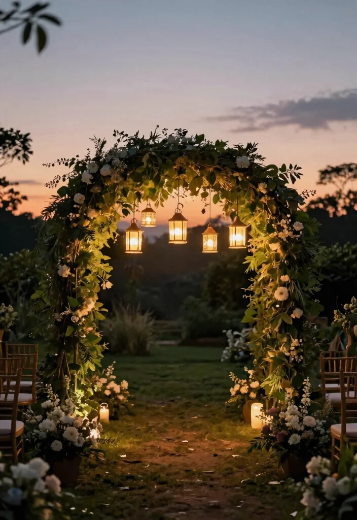 12 Outdoor Wedding Arch Ideas That Stay Up Without Staking - 6. Arch with Hanging Lanterns 1