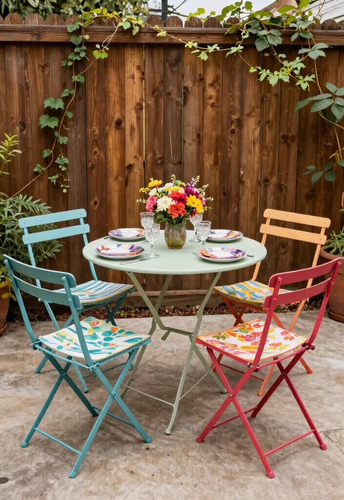 12 Patio Seating Ideas for Small Spaces That Seat Six Comfortably - 2. Folding Chairs with Style 1
