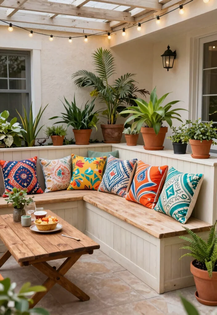 12 Patio Seating Ideas for Small Spaces That Seat Six Comfortably - 6. Built-in Bench Seating 1