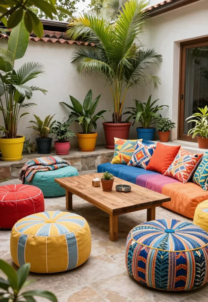 12 Patio Seating Ideas for Small Spaces That Seat Six Comfortably - 7. Versatile Ottoman Seating 1