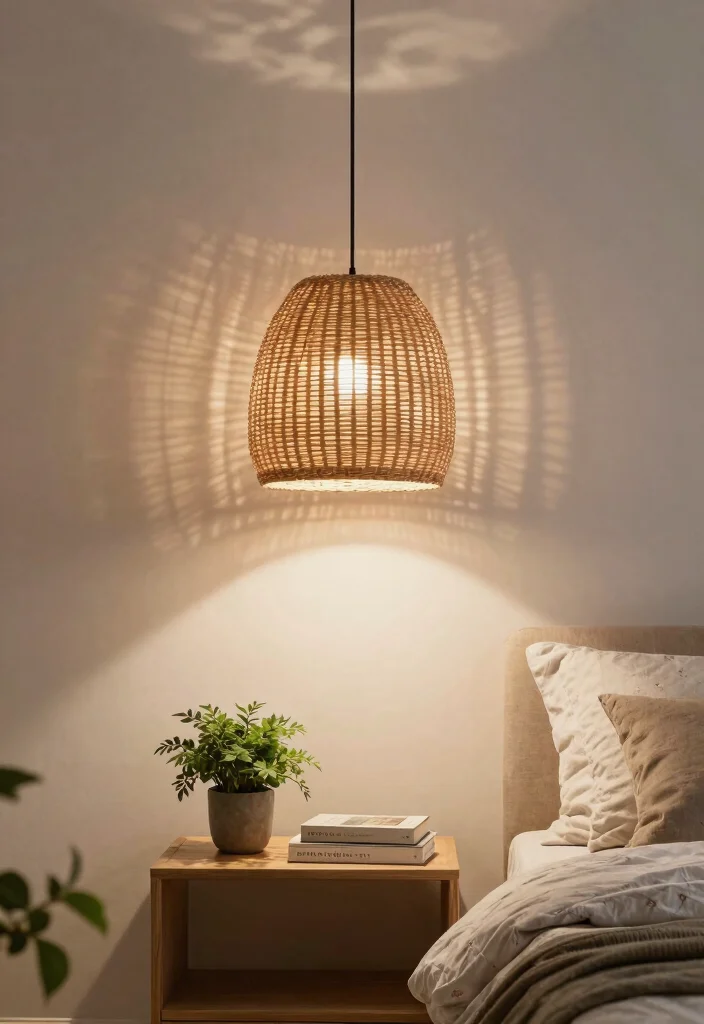 14 Bedroom Ceiling Lamps That Give Soft Light Without Glare - 1. The Woven Pendant Lamp 1