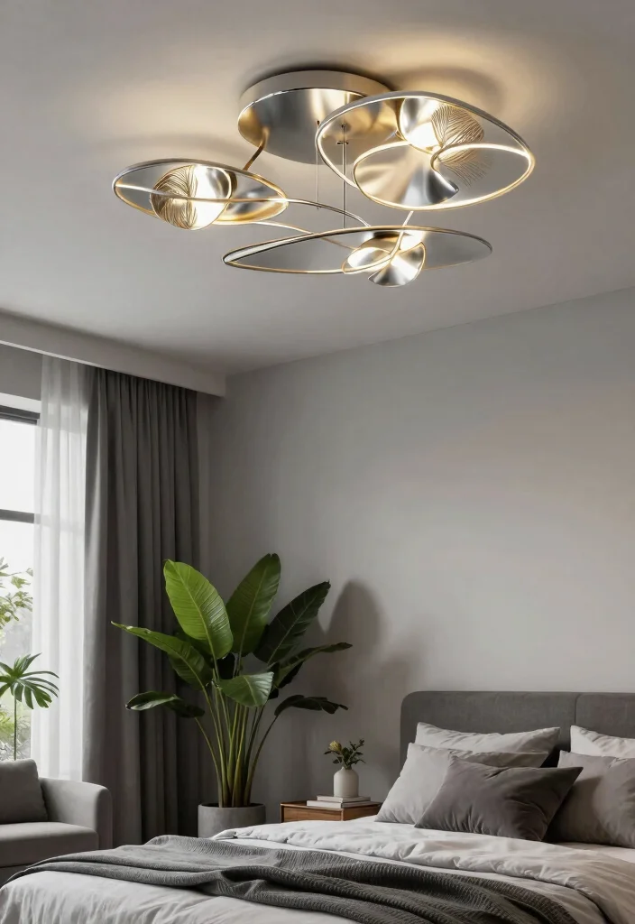 14 Bedroom Ceiling Lamps That Give Soft Light Without Glare - 11. Artistic Metal Ceiling Lights 1