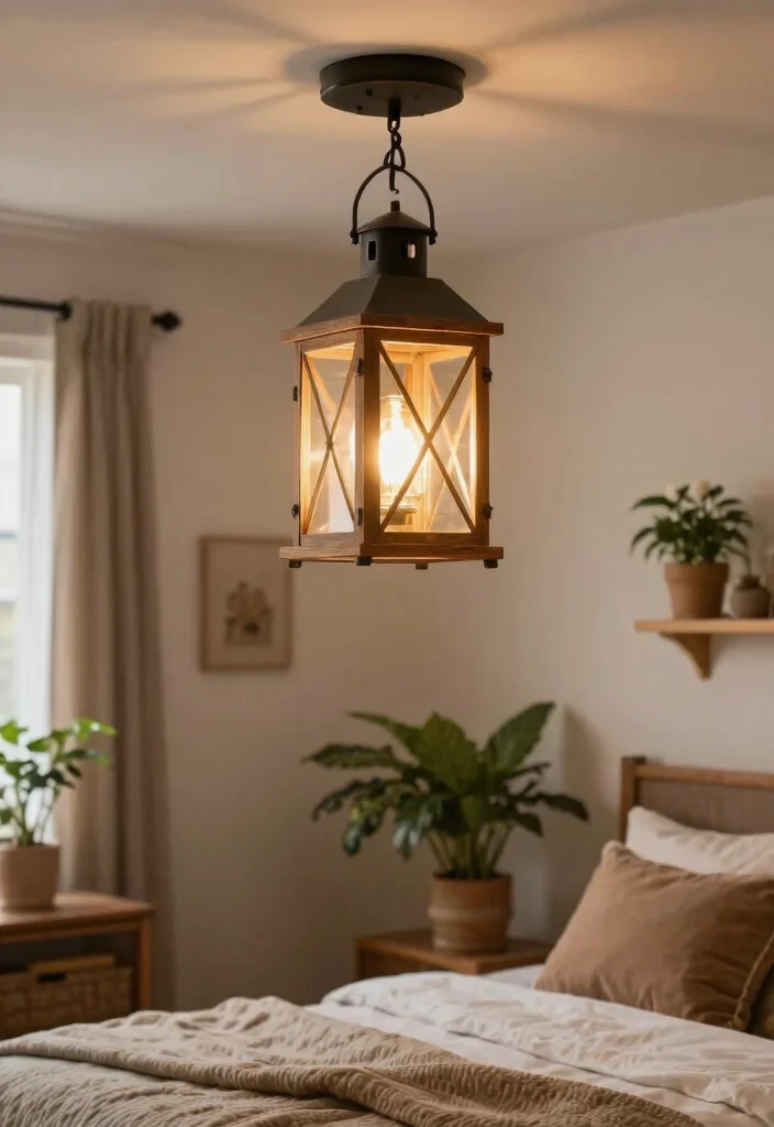 14 Bedroom Ceiling Lamps That Give Soft Light Without Glare - 13. Rustic Lantern Ceiling Lights 1