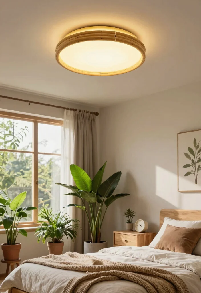 14 Bedroom Ceiling Lamps That Give Soft Light Without Glare - 2. The Sustainable Bamboo Fixture 1
