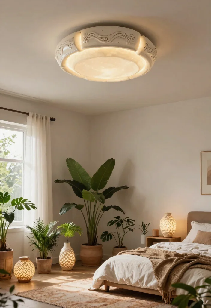 14 Bedroom Ceiling Lamps That Give Soft Light Without Glare - 6. Artistic Ceramic Fixtures 1