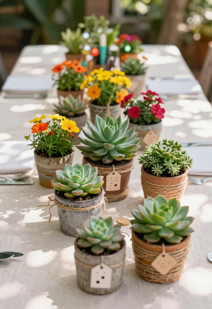 14 Birthday Decoration Ideas Outdoor That Stay Put in Breeze - 2. Potted Plant Centerpieces 1