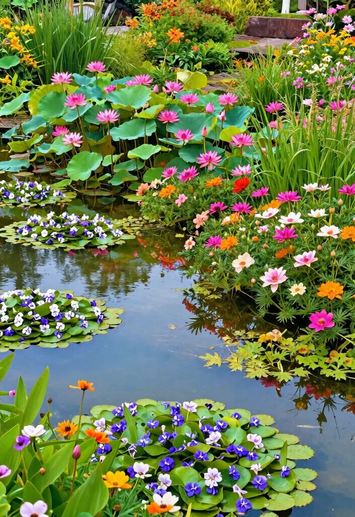 14 Estanque de Patio Que Funciona Sin Electricidad ni Filtros Caros - 10. The Seasonal Blooming Pond 1