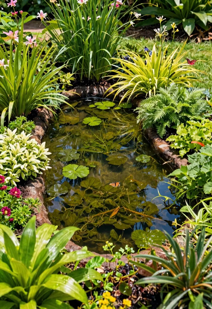 14 Estanque de Patio Que Funciona Sin Electricidad ni Filtros Caros - 12. The Eco-Friendly Rain Garden Pond 1