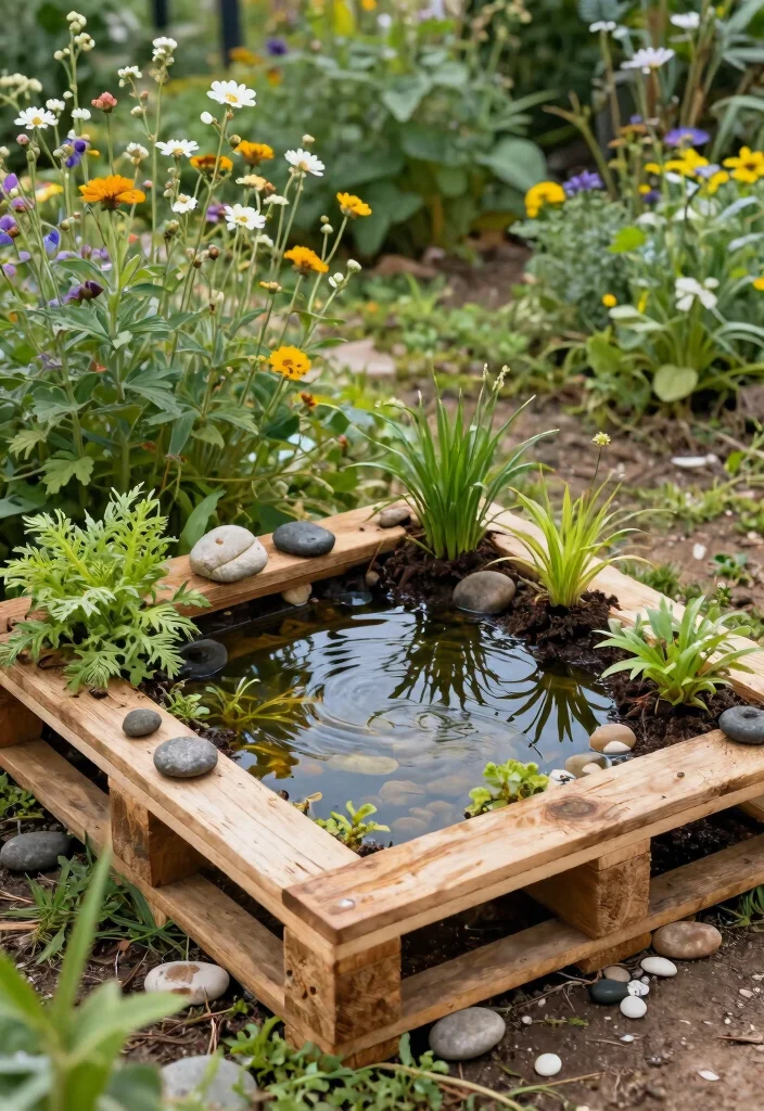 14 Estanque de Patio Que Funciona Sin Electricidad ni Filtros Caros - 4. The Wooden Pallet Pond 1