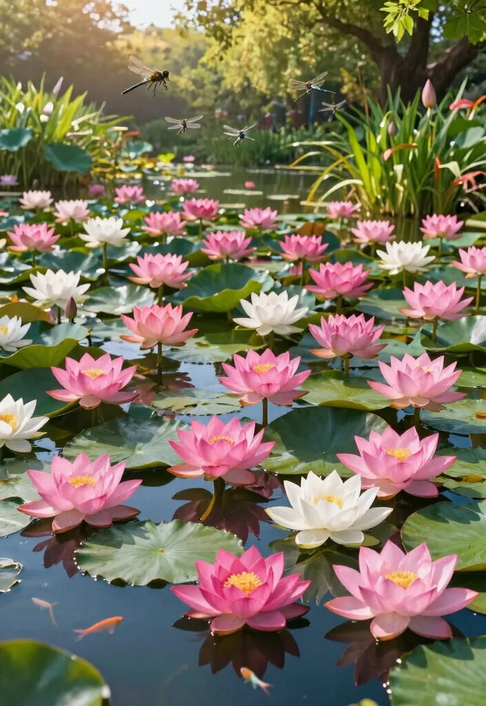 14 Estanque de Patio Que Funciona Sin Electricidad ni Filtros Caros - 9. The Colorful Lotus Pond 1