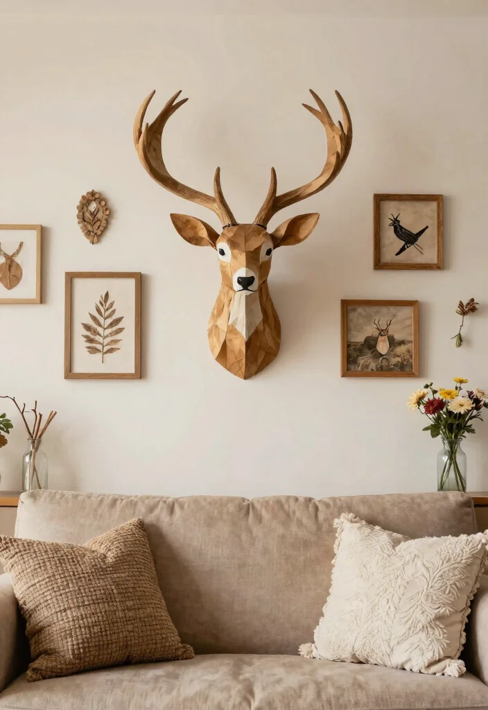 14 Farmhouse Deer Head Decor Ideas for Living Rooms That Aren't Tacky - 10. DIY Deer Head Decor 1