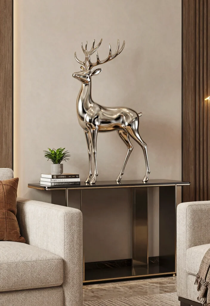 14 Farmhouse Deer Head Decor Ideas for Living Rooms That Aren't Tacky - 12. Artistic Deer Sculptures 1