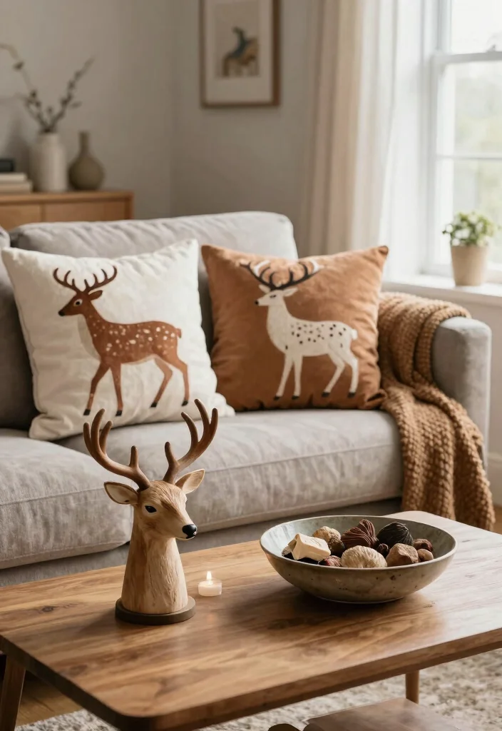 14 Farmhouse Deer Head Decor Ideas for Living Rooms That Aren't Tacky - 6. Creative Deer Head Accessories 1
