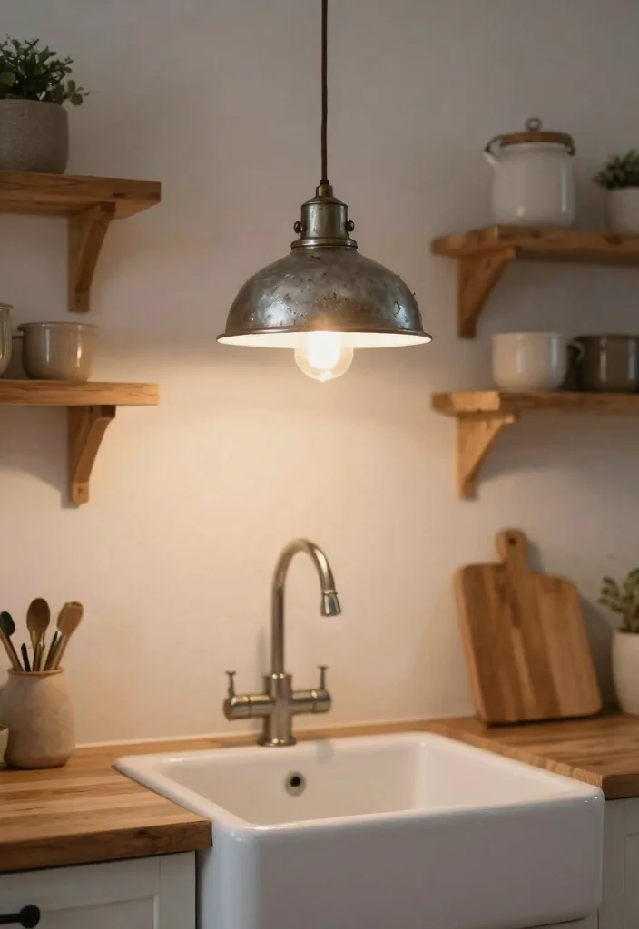 14 Farmhouse Sink Kitchen Ideas for Small Spaces and Tight Budgets - 11. Statement Lighting Ideas 1