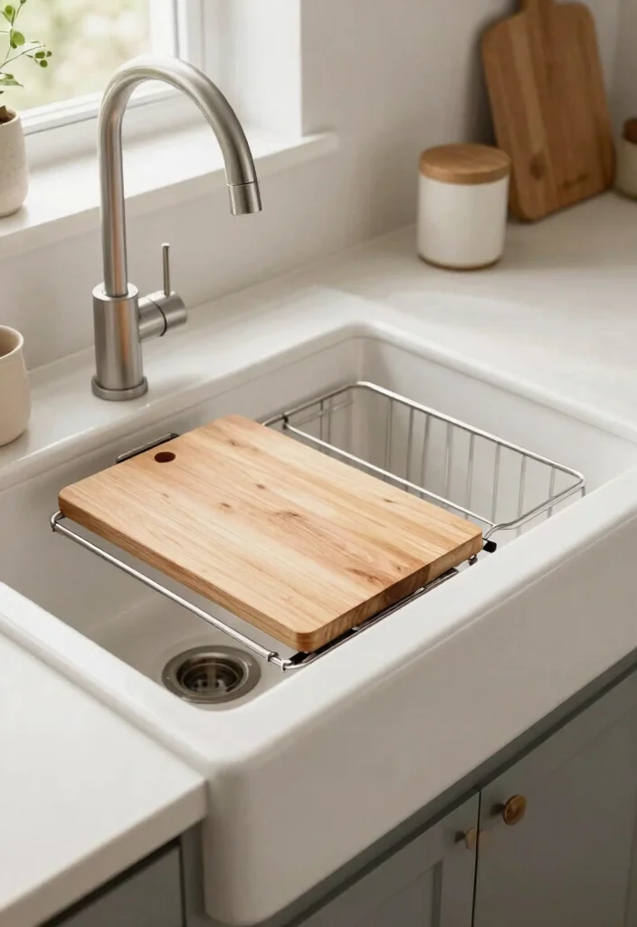 14 Farmhouse Sink Kitchen Ideas for Small Spaces and Tight Budgets - 12. Farmhouse Sink with Hideaway Features 1