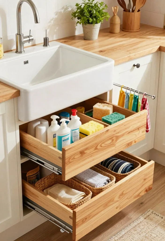 14 Farmhouse Sink Kitchen Ideas for Small Spaces and Tight Budgets - 3. Under-Sink Storage Solutions 1