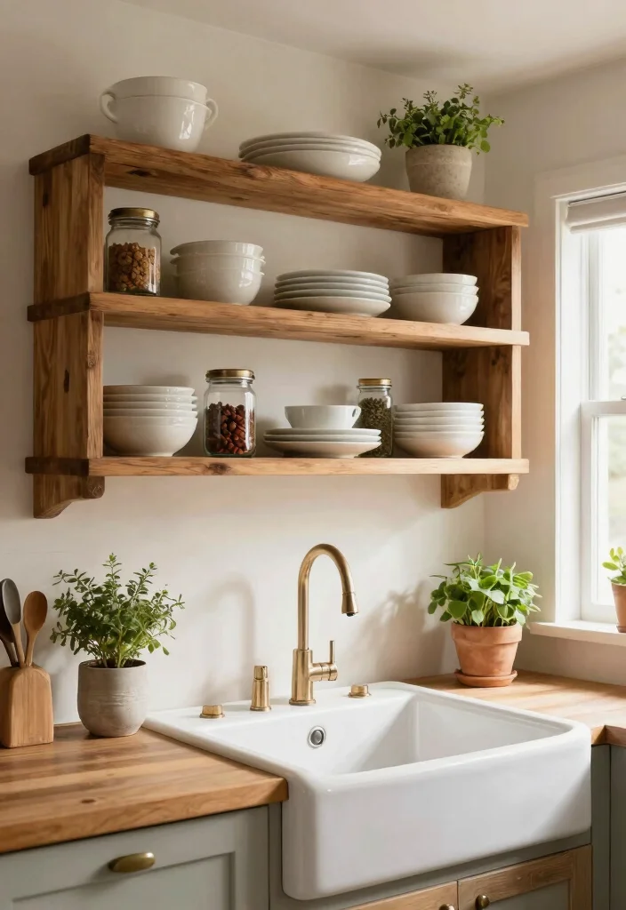 14 Farmhouse Sink Kitchen Ideas for Small Spaces and Tight Budgets - 9. Embrace Open Shelving 1