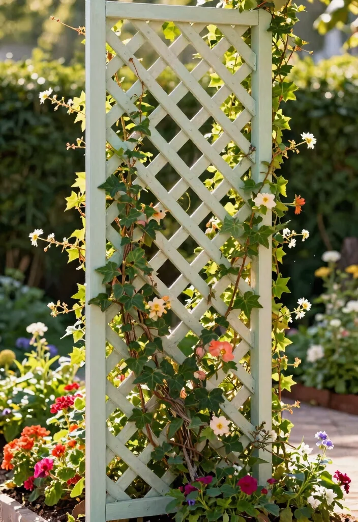 14 Fence Panels Ideas That Hide Ugly Chain Link for Good - 1. Lattice Panels with Climbing Plants 1