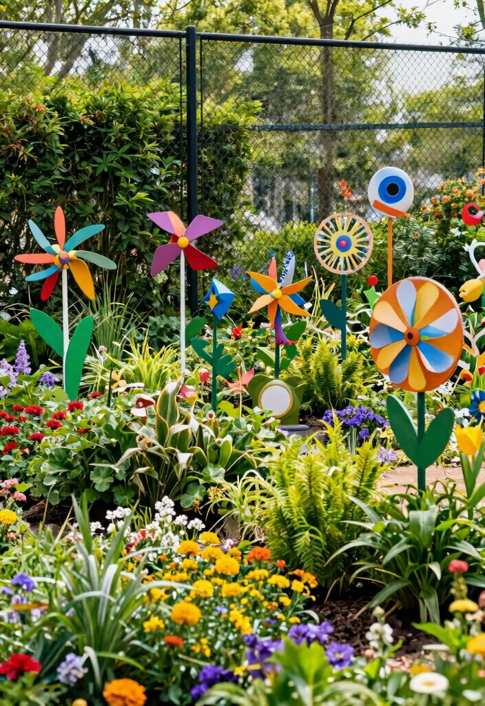 14 Fence Panels Ideas That Hide Ugly Chain Link for Good - 14. Creative Garden Art Installations 1