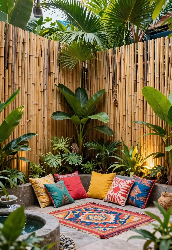 14 Fence Panels Ideas That Hide Ugly Chain Link for Good - 3. Bamboo Screens for a Tropical Touch 1