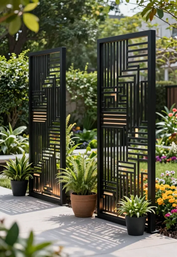 14 Fence Panels Ideas That Hide Ugly Chain Link for Good - 5. Metal Garden Screens 1