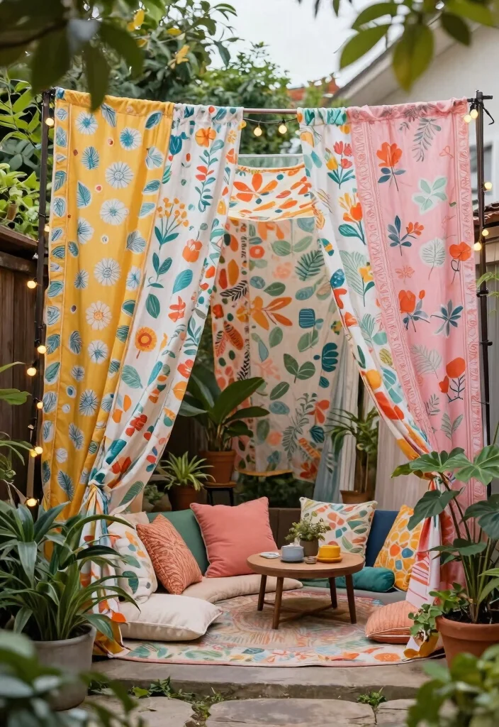 14 Fence Panels Ideas That Hide Ugly Chain Link for Good - 9. Privacy Screens with Fabric 1