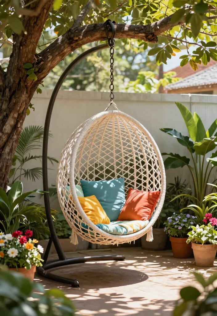 14 Outdoor Lounge Chair Ideas That Dry Fast After Rain - 10. Funky Hanging Chairs 1