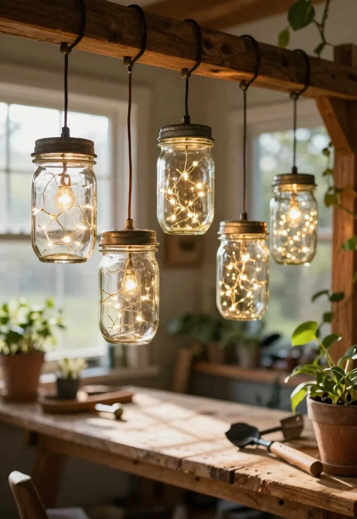 14 Rustic Ceiling Light Ideas That Work on a Tight Budget - 1. Mason Jar Magic 1
