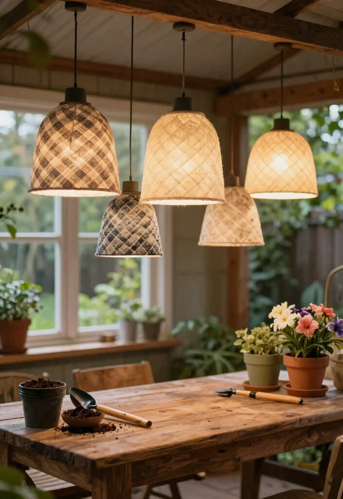 14 Rustic Ceiling Light Ideas That Work on a Tight Budget - 10. Quilted Fabric Lights 1